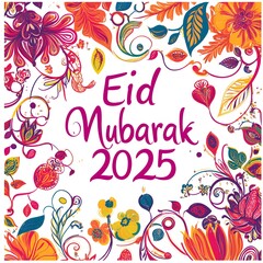 A colorful card with henna-inspired designs and "Eid Mubarak 2025" written in the center. - Image #4 @sachalsachu11