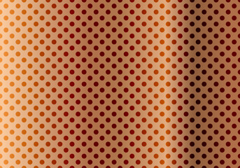 Patrón de círculos con malla de color cobre en fondo rojo