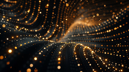 Naklejka premium Abstract Luxury Golden Lights on Geometric Black Background 