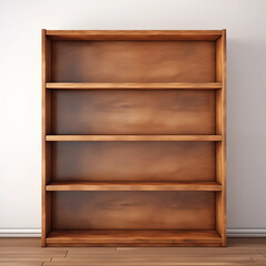 Empty Wooden Bookshelf Four Shelves Modern Design Home Decor