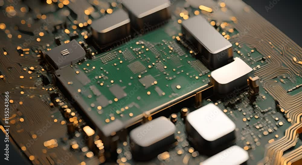 Aufkleber powerful performance supercomputer circuit board with technology animation 4k
