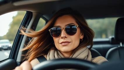 Businesswoman Driving in Early Morning