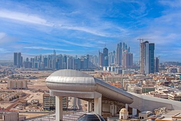 City skyline of Dubai in 2011 with skyscrapers and urban architecture