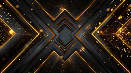 Abstract Luxury Golden Lights on Geometric Black Background

