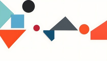 Abstract geometric shapes composition on white background