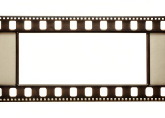35mm Film Strip, Wide-Angle, Soundtrack, Blank Frame, Isolated White Background