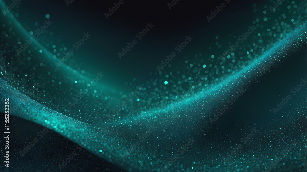 Poster teal nebula: abstract cosmic dust and particles swirl in a mesmerizing teal nebula, creating a dream