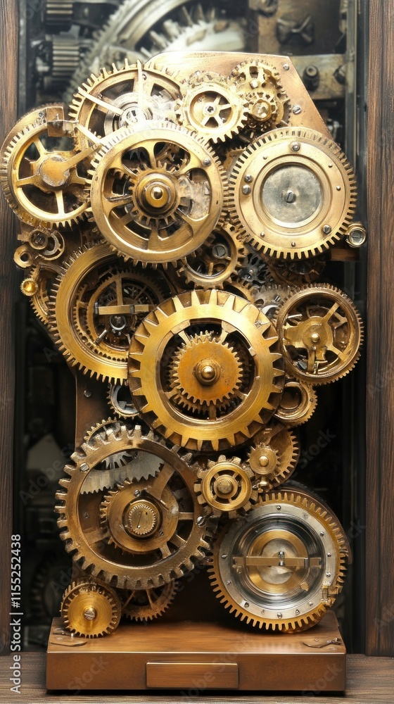Aufkleber complex system of interlocking gears rotating smoothly