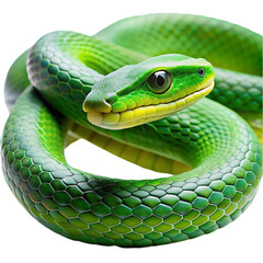 close up of a green snake