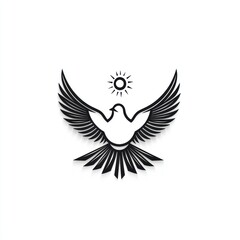 Fototapeta premium Dove, sun, wings, peace, hope, freedom, symbol, design, illustration, vector.