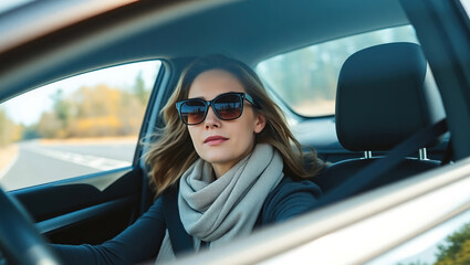 Businesswoman Driving in Early Morning