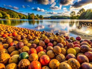 Carp Fishing Boilies Close Up: Macro Photography of Bait for Anglers