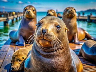 Fototapeta premium California Sea Lion Pier Close Up Photography: Majestic Marine Mammals