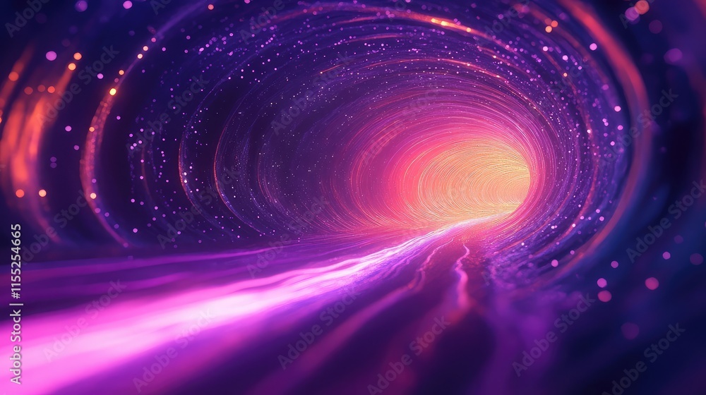 Aufkleber data streams flowing through a glowing digital tunnel in cyberspace