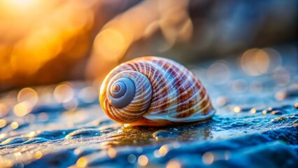 Close-Up Little Shell on Stone: Coastal Seashell Macro Photography