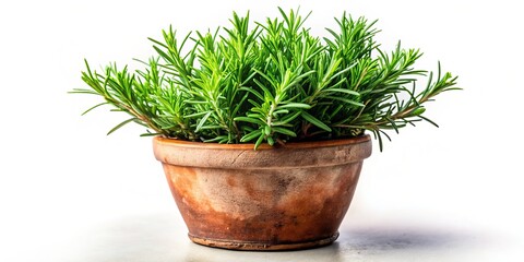 Fototapeta premium Close-Up Rustic Stone Pot Rosemary Herb, Aromatic Kitchen Plant Photography