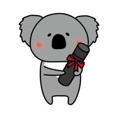 卒業証書を持っているコアラ