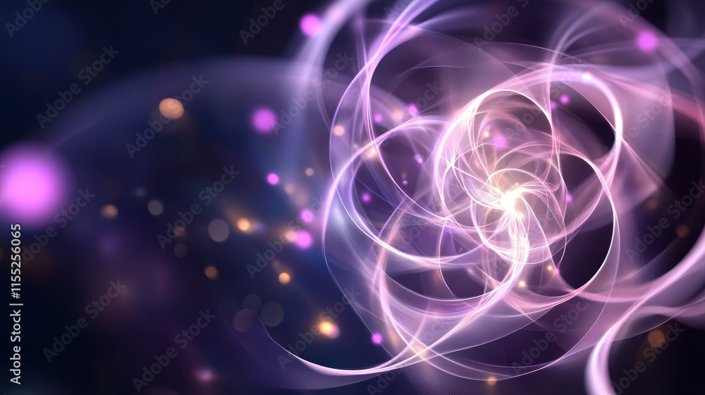 Poster swirling abstract patterns create a mesmerizing visual effect with glowing lights and soft hues