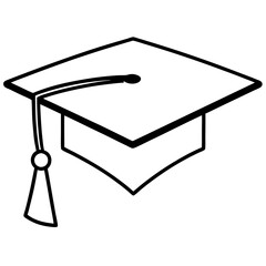 Graduation Cap Line Art Vector Design