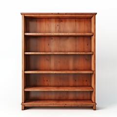 Empty Wooden Bookcase Five Shelves Rustic Style