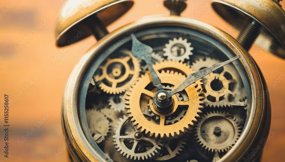 Aufkleber close up view of intricate clockwork mechanism showing time passing