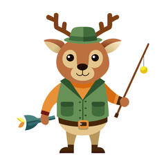 A deer wearing a fishing outfit vector illustration