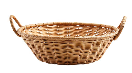Fototapeta premium Empty Wicker Basket Isolated on a Transparent Background (PNG).