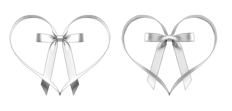 Romantic silver ribbon heart for festive holiday gifts