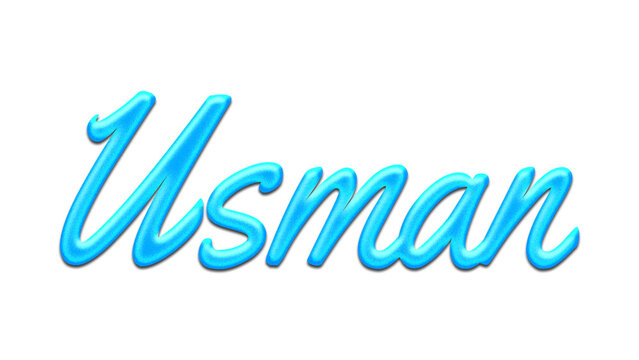 Glowing blue effect of name Usman on white background.	