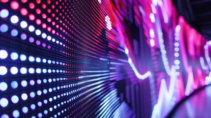 Concert stage adorned with interactive LED panels, creating a dynamic visual display  ,close-up