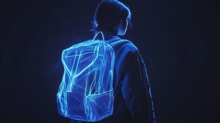Mysterious Blue Backpack: A Girl's Journey into the Digital Realm