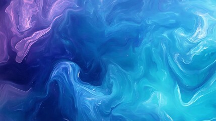 Fluidly Swirling Abstract Digital Painting: Ethereal Blue and Purple Hues. AI Generated