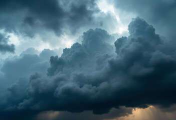 Black cloud in to the storm. Dark clouds, rain storms are forming