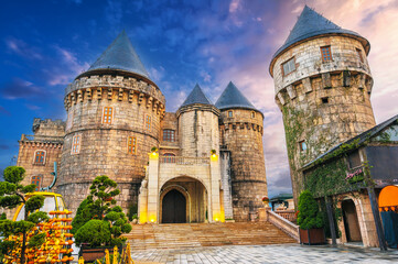 medieval castle in a French village in Ba Na Hills in Da Nang in Vietnam