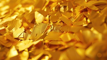 Close-up RAW Style of 24-karat gold leaf flakes, edible luxury decoration