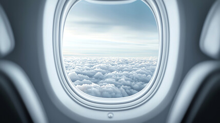 Fototapeta premium serene view of clouds from airplane window, evoking tranquility