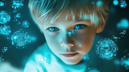 Young boy looking at the future