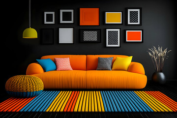 Vibrant Orange Sofa 3D Illustration