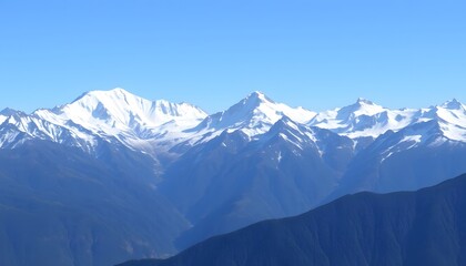 Fototapeta premium Majestic Snow-capped Mountains Under a Clear Blue Sky
