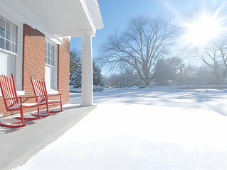 Snowy Porch Scene Winter Illustration