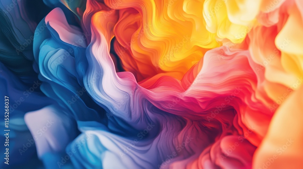 Poster abstract colorful swirling fluid dynamic art: vibrant hues and dynamic forms