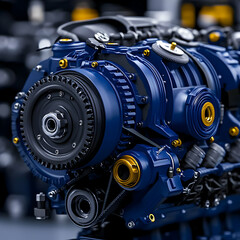 Fototapeta premium Blue Engine 3D Illustration