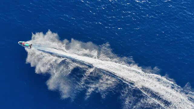 Aerial view of an amazing jet ski ride.