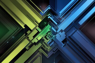 Obraz premium An abstract digital art piece with a green and blue background