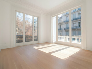 Fototapeta premium Empty Room Sunlight Wood Floor Illustration