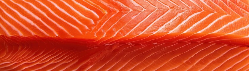 Close-up RAW Style of Wild-caught King salmon fillet, premium fish cut