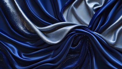 Obraz premium Velvet Dreams: Flowing Patterns of Royal Navy and Shimmering Silver 