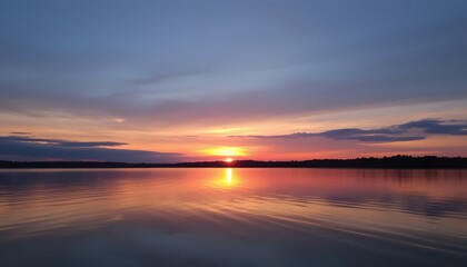 Serene Sunset Over a Calm Lake