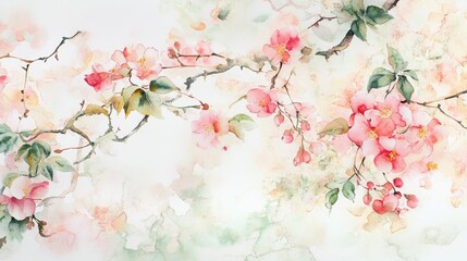 Watercolor Cherry blossom blooming flower,Sakura tree or forest side view,Cherry tree spring flower background,elements for environment and garden,botanical in spring season.