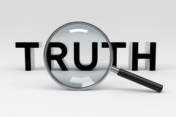 a magnifying glass enlarging the letters 'T', 'R', 'U', 'T'